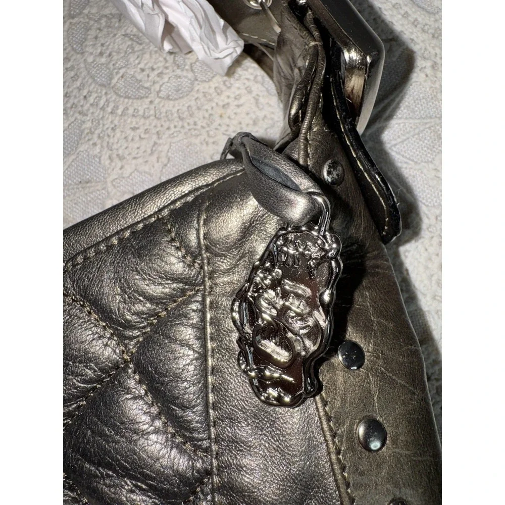 NEW Carlos Falchi Chi Purse Quilted Metallic Zebra Calf Hair Hobo Shoulder Bag